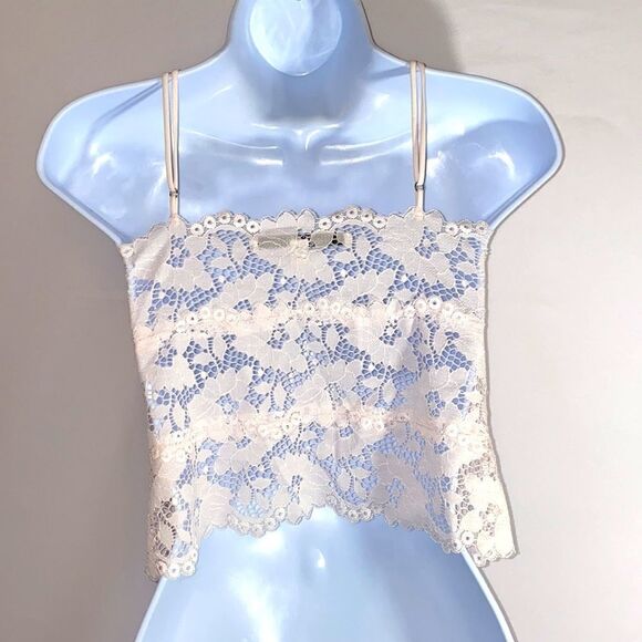 Guess Pink Lace Top With Cross Lace Front Small - Picture 4 of 10